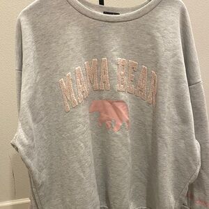 Gray Sweatshirt with Pink Bear Design